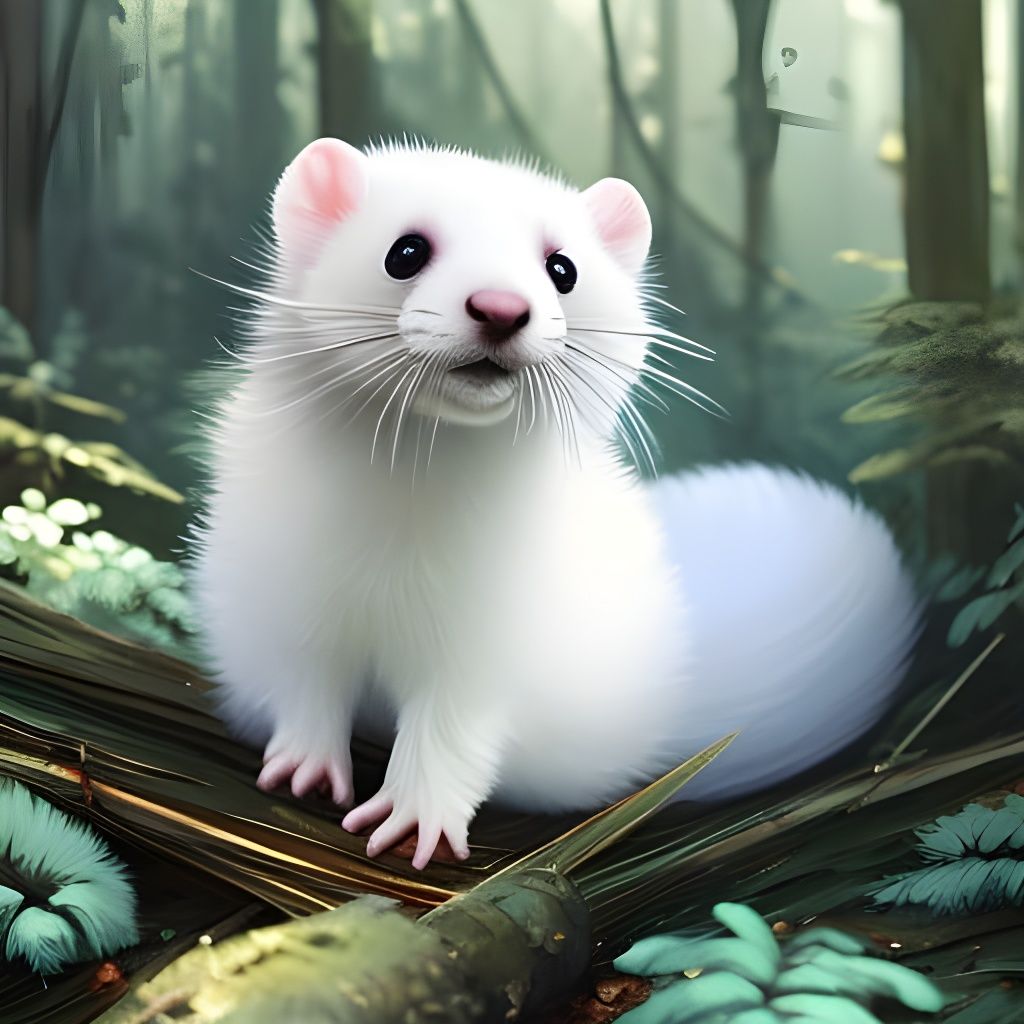 white ferret weasel AI Generated Artwork NightCafe Creator