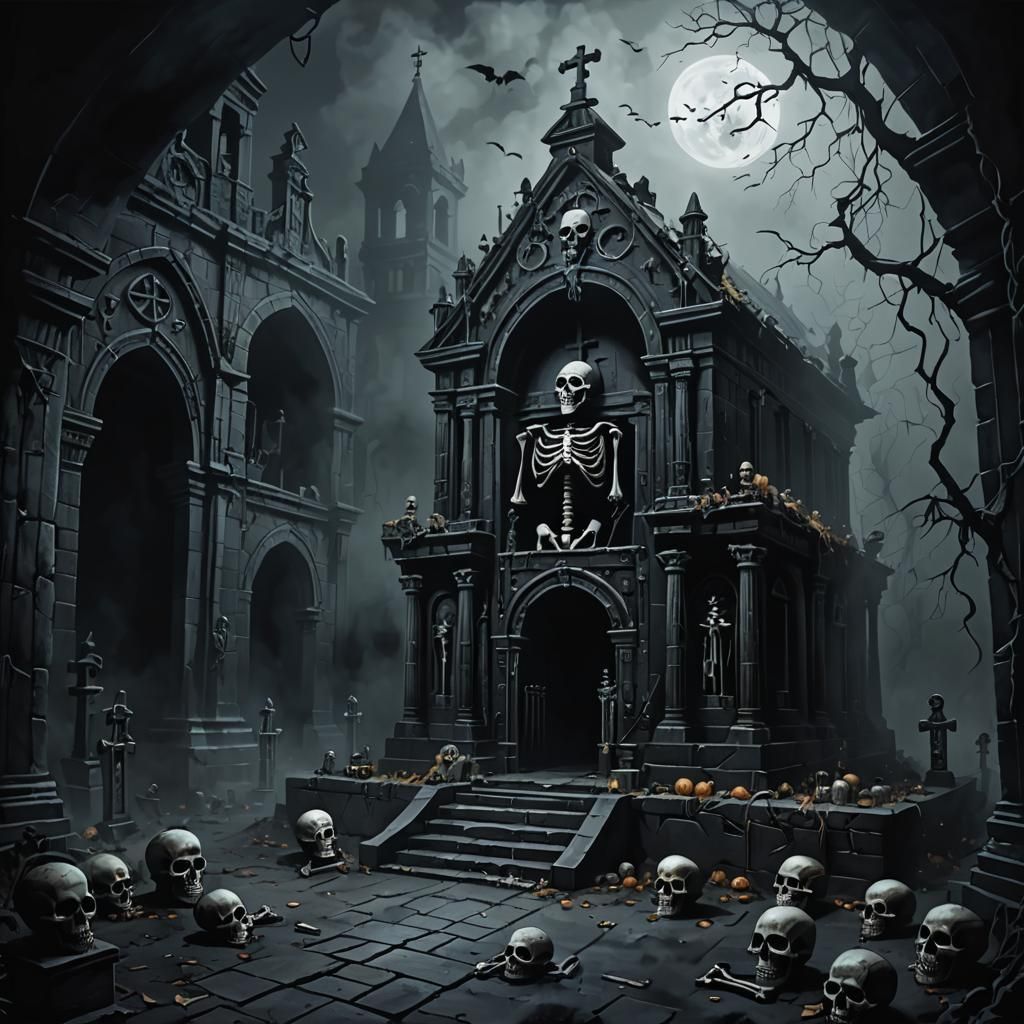 crypt of the skeletons - AI Generated Artwork - NightCafe Creator