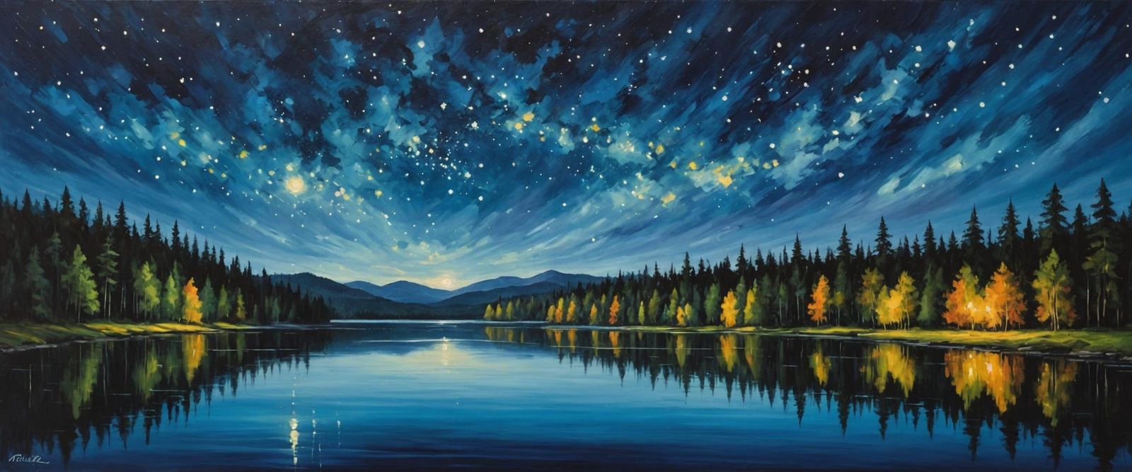 Moonlit Serenity in an Impasto Oil Painting