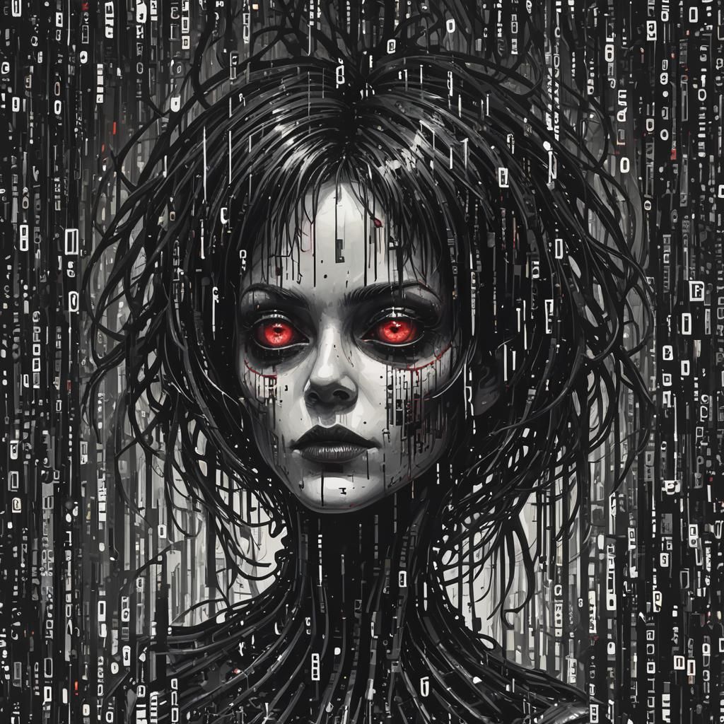 Binary Code Dream alien vampire retrofuturism glitchcore hor...