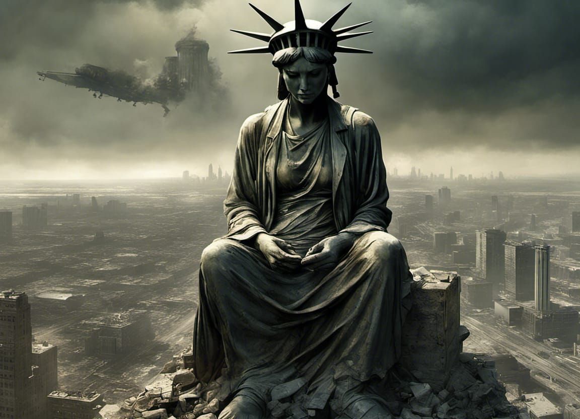 Post-apocalyptic liberty statue   by @Manaland