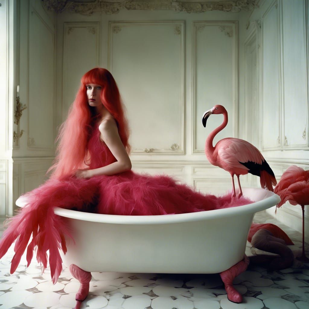 Flamingo in the Bathroom