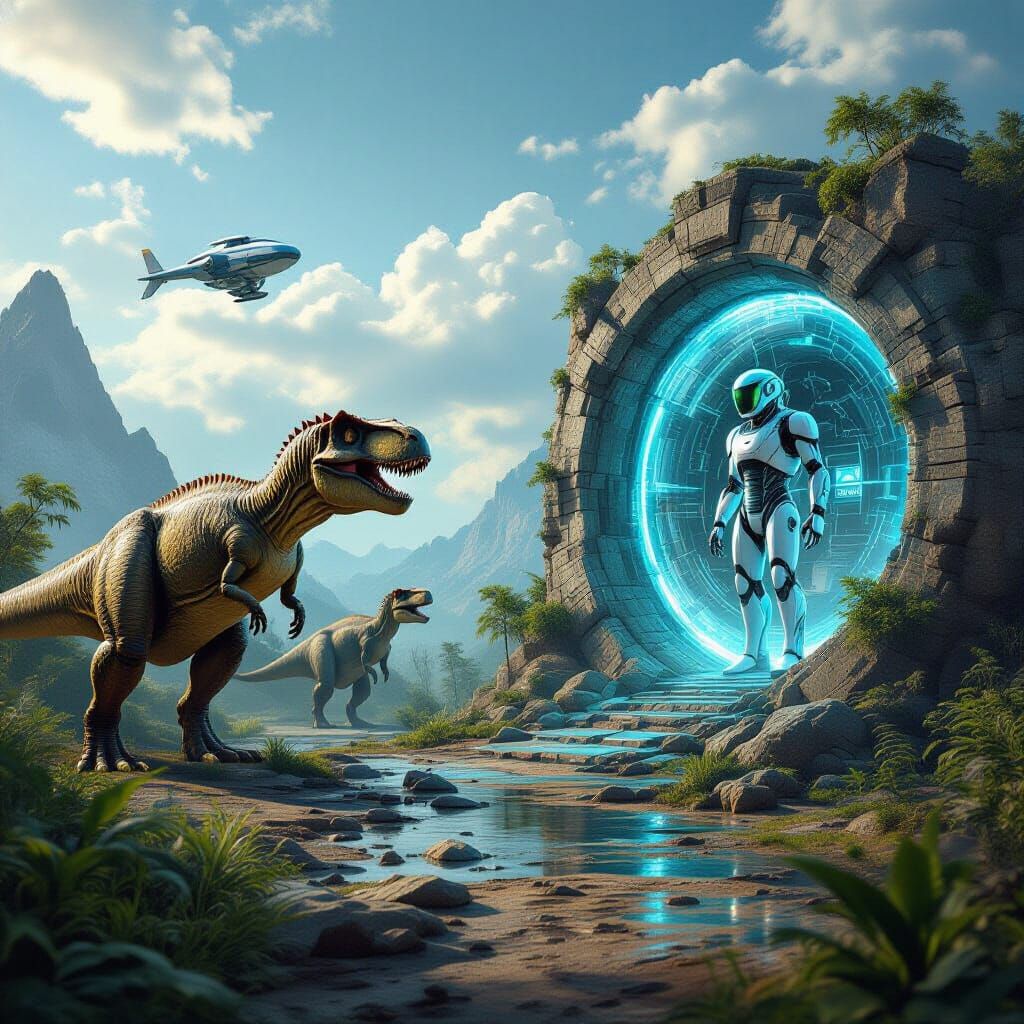 A glitch in reality that shows a time portal thought the eons, from the age of dinosaurs to the age of ...  by @Josh