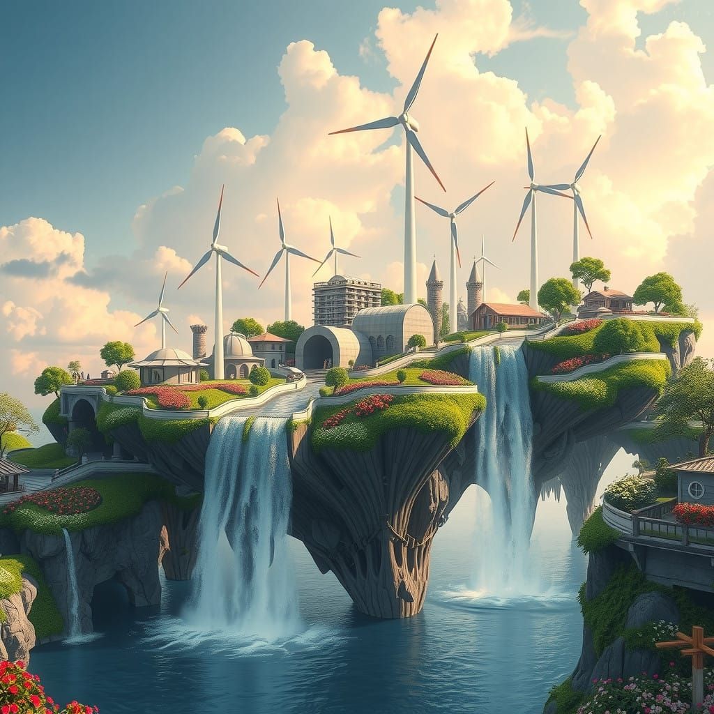 Wind Turbine Powered Island Project  by @EllaMoonDesign