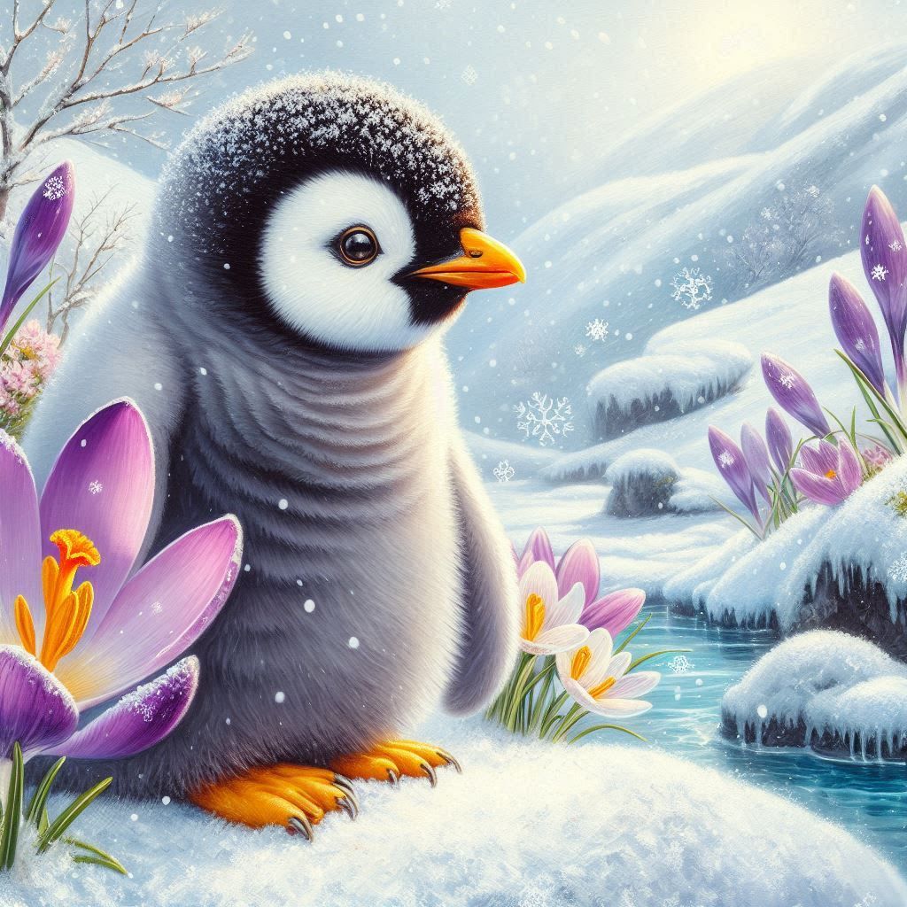 Penguin in snow