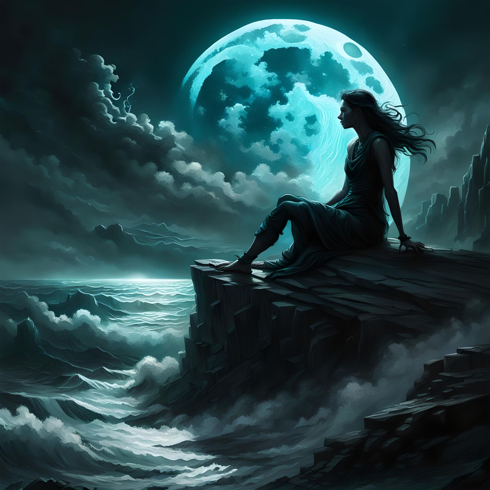 Under A Blue Moon - AI Generated Artwork - NightCafe Creator