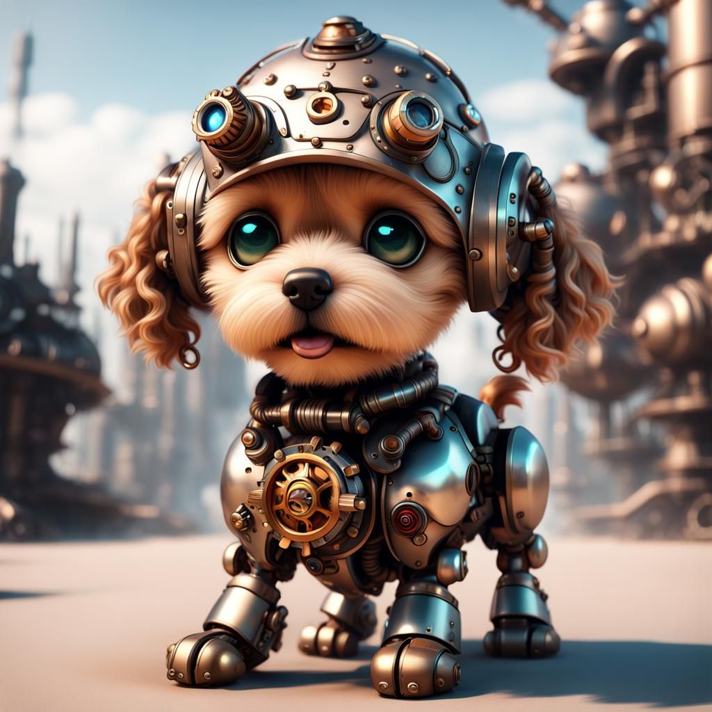 AID-M1 Steampunk Airedoodle Dog Mech - AI Generated Artwork - NightCafe ...