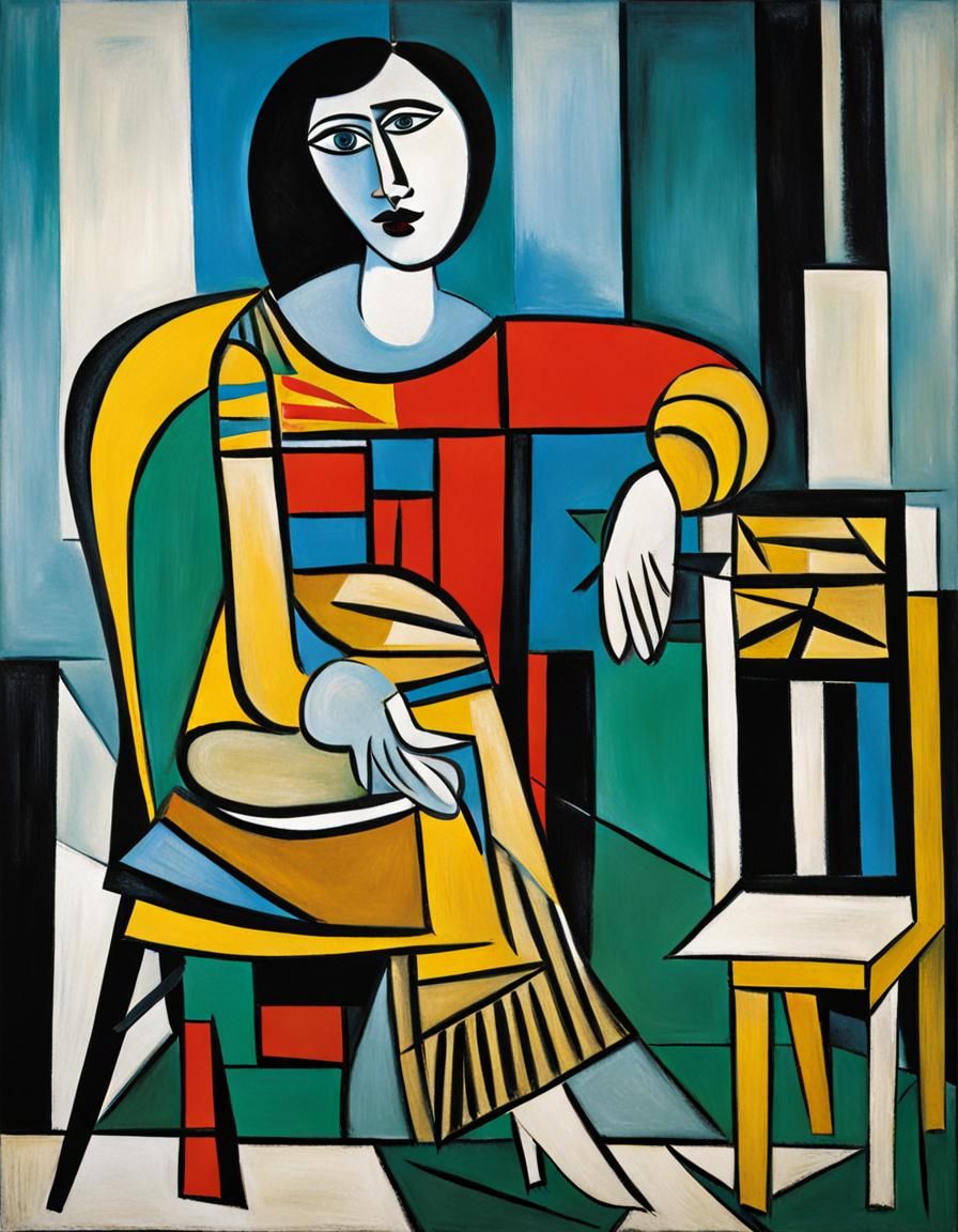 Lady on a chair, Picasso painting 1 - AI Generated Artwork - NightCafe ...