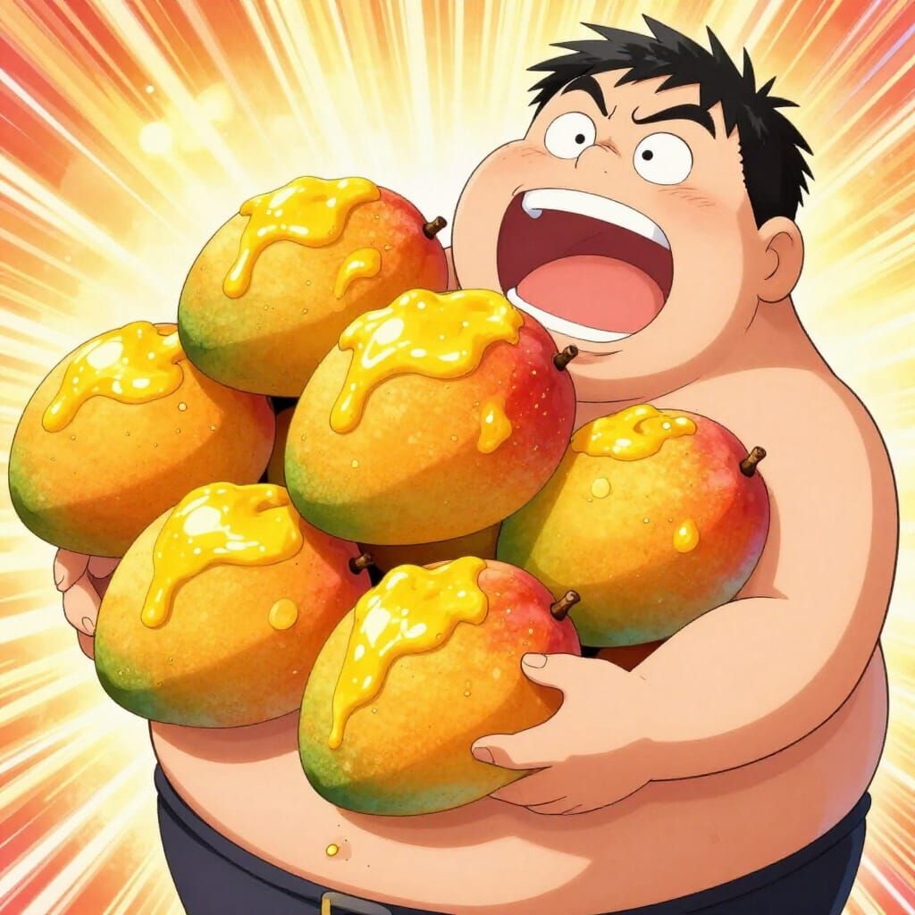 Anime Character with Mustard Mangoes