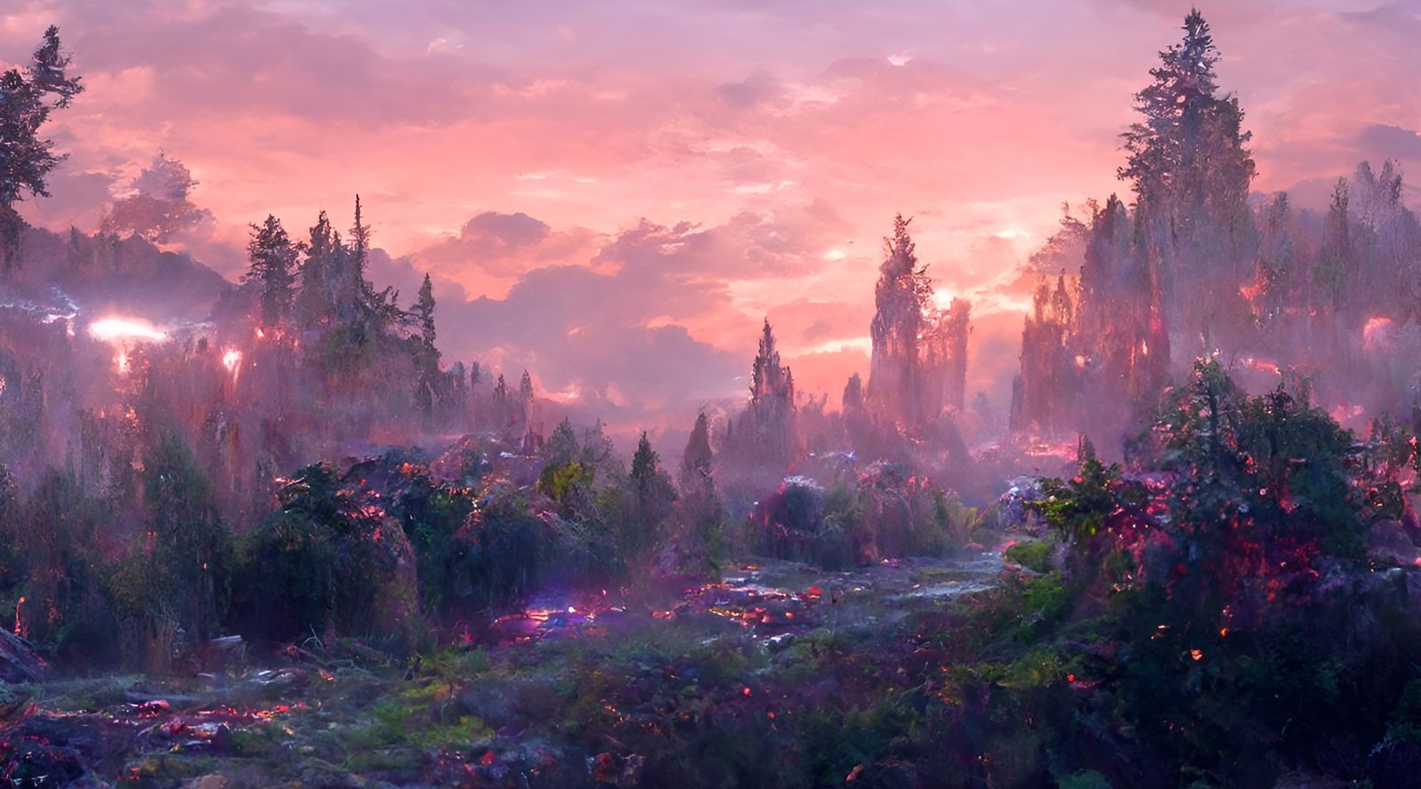 Romantic Forest at Dawn  by @Curious Coon