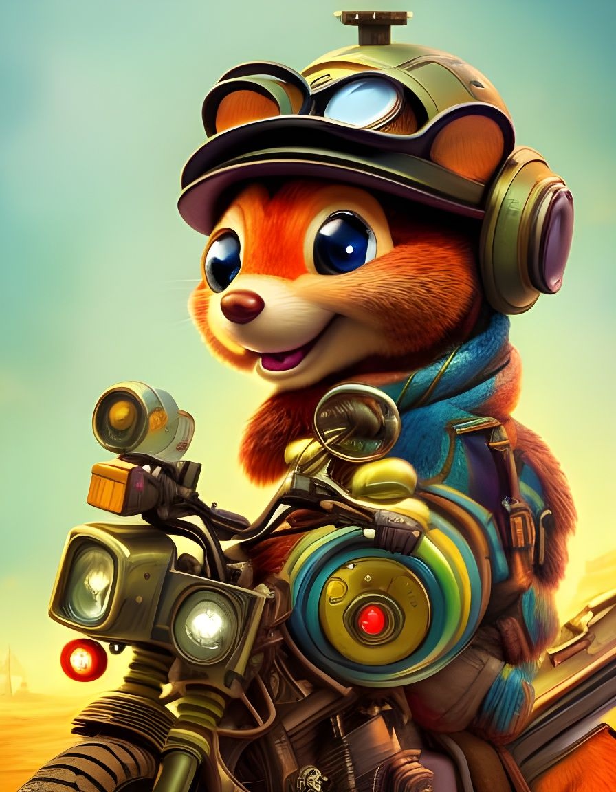 Squirrel on funky bike - AI Generated Artwork - NightCafe Creator