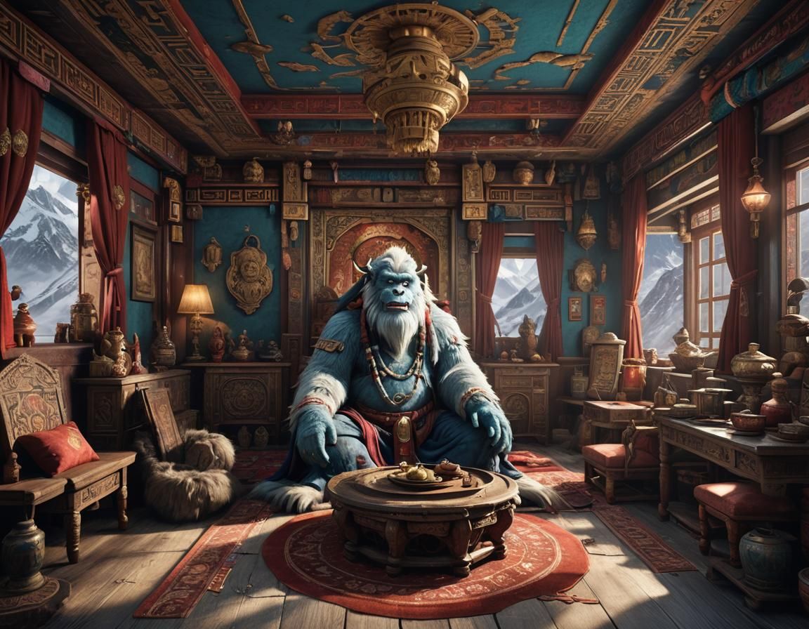 tibet mountain lodge yeti theme parlor room