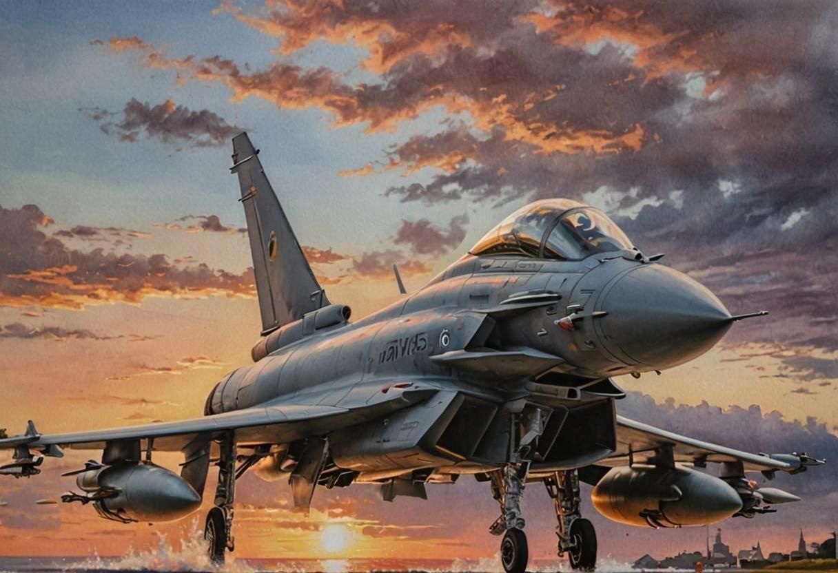 Eurofighter Typhoon, water-color painting