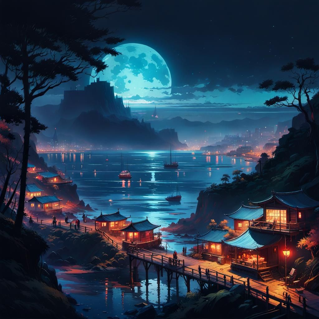 A beautiful nighttime idle seascape  by @Ailis