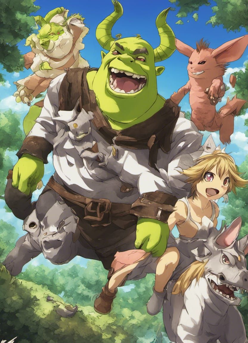 YouTube Anime Shrek Film Series Drawing, shrek, food, heroes, chibi png |  PNGWing