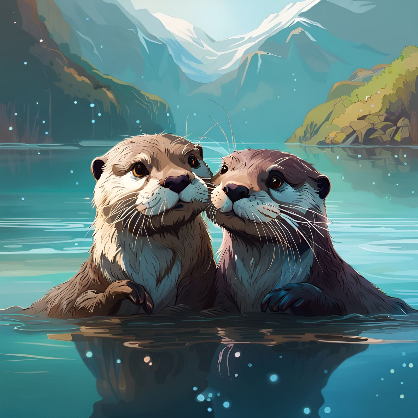 Otter love is in the air and water - AI Generated Artwork - NightCafe ...