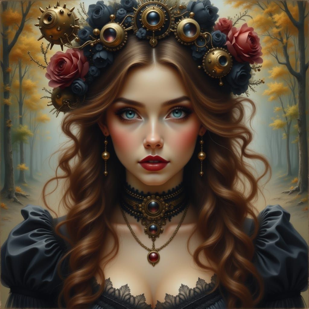 Steampunk Victorian Woman in Gothic Dress