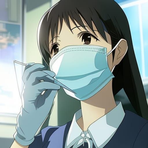 Female Dentist Wearing Gloves And A Surgical Mask By Artist Anime Anime Key Visual Japanese