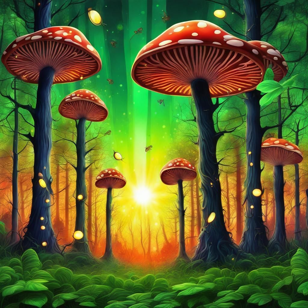 _Title_ enchanted forest with huge mushrooms#1