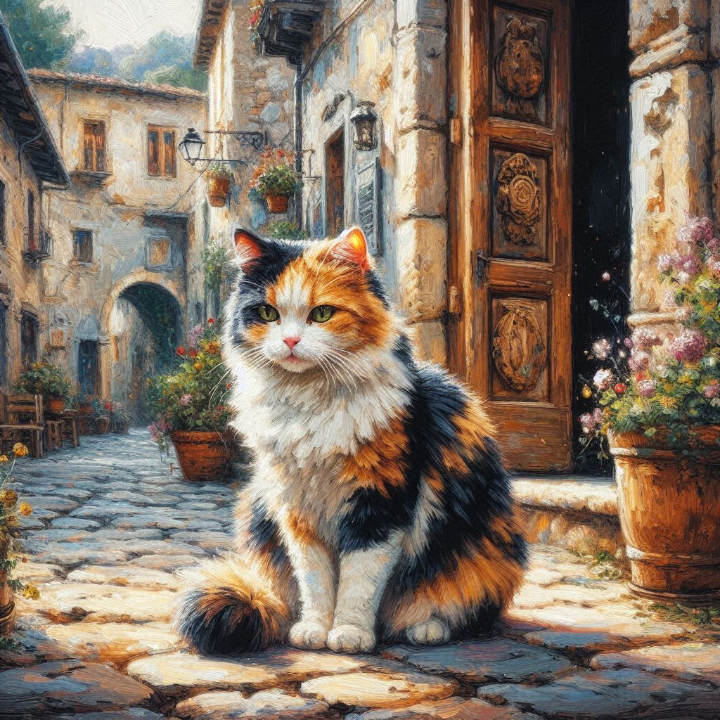 Cat in front of the house  by @undefined