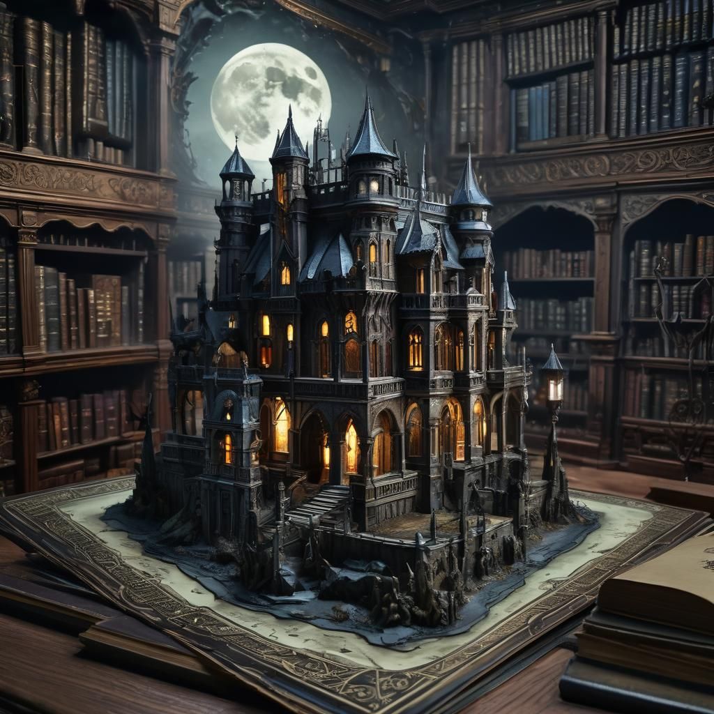 pop up book with gothic castle  by @Ylona