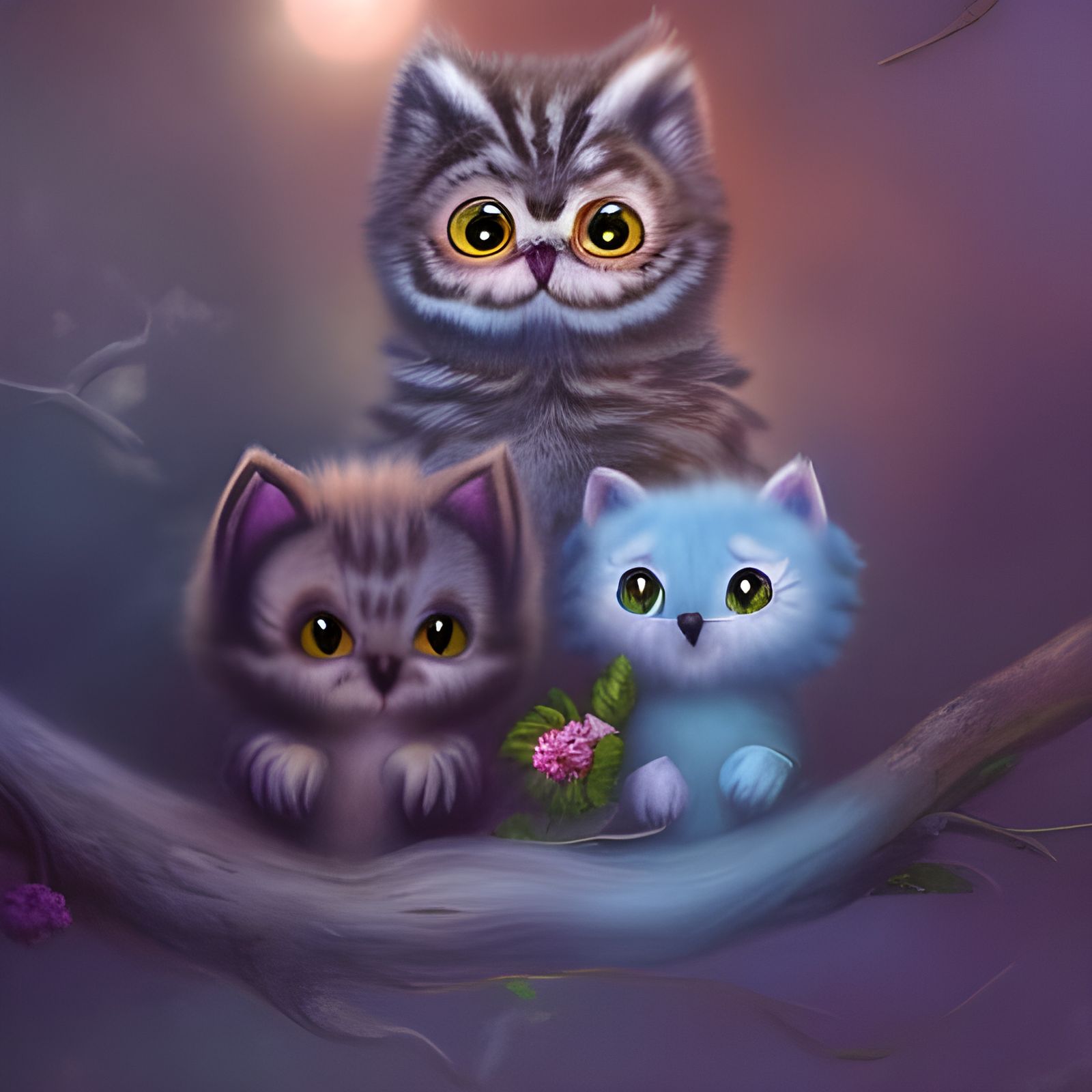 Adorable Owlkitty family