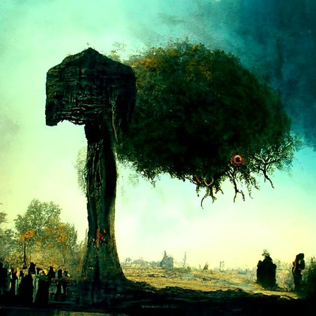 Zdzislaw Beksinski Tree - AI Generated Artwork - NightCafe Creator