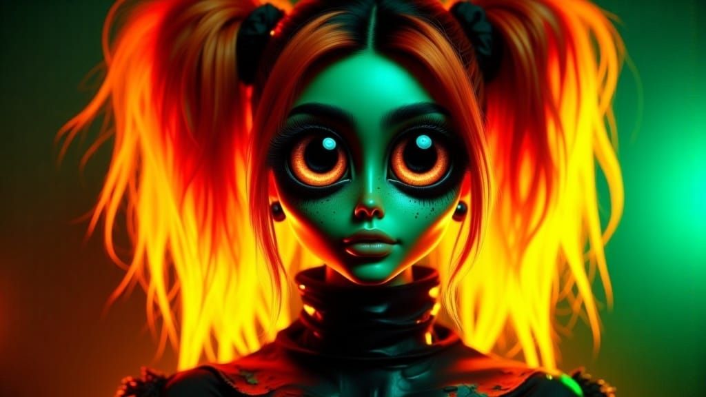 <lora:Abyssal Eclipse Eyes:1.0> Dark eerie full body portrait of a girl with big -eye bulging eyes, black plasma eyes, zoomed in eyes, in th...