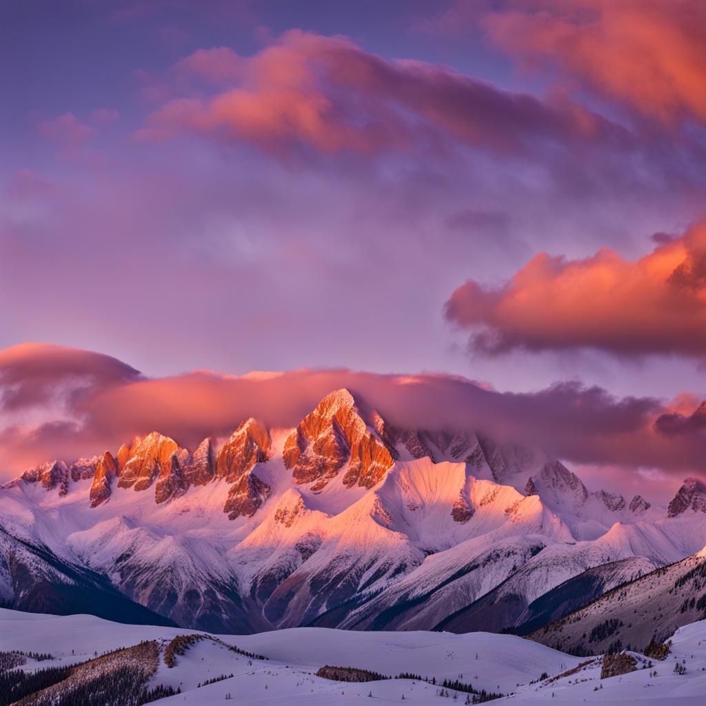 SnowCapped Peaks AI Generated Artwork NightCafe Creator