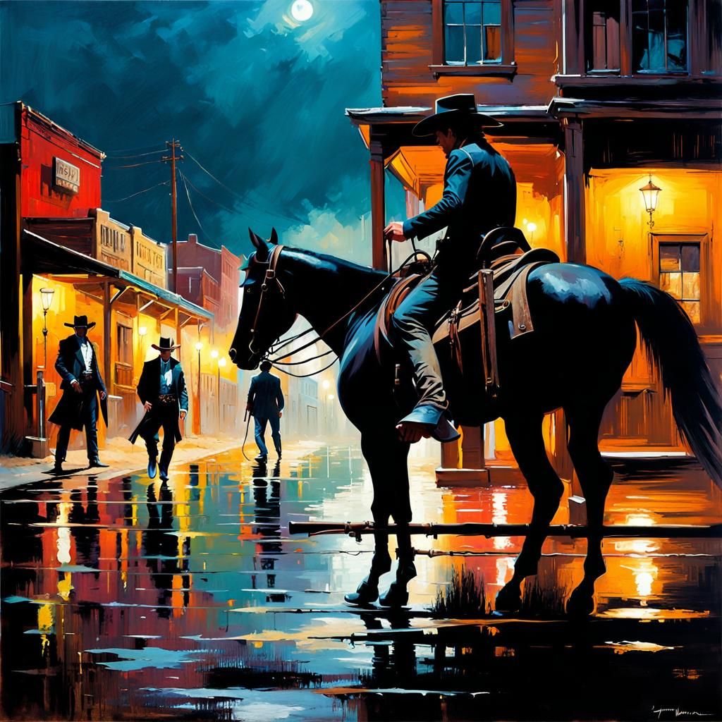 Outlaws gather after a rain - AI Generated Artwork - NightCafe Creator