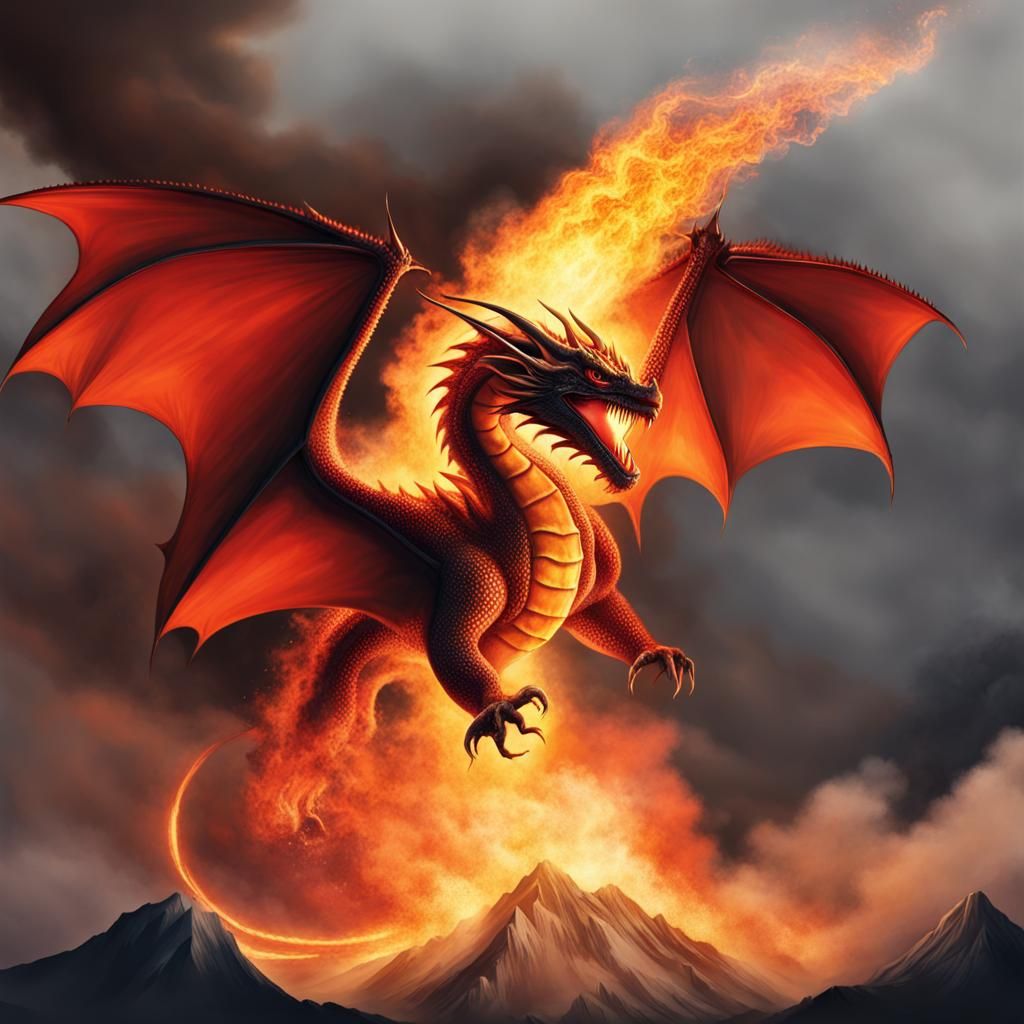 dragon erupting fire while flying - AI Generated Artwork - NightCafe ...