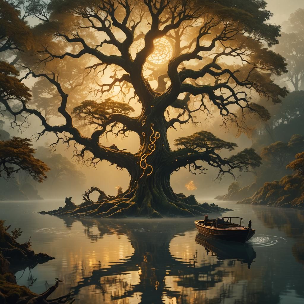 Mystical Vehicle Travels on Water: Digital Matte Painting