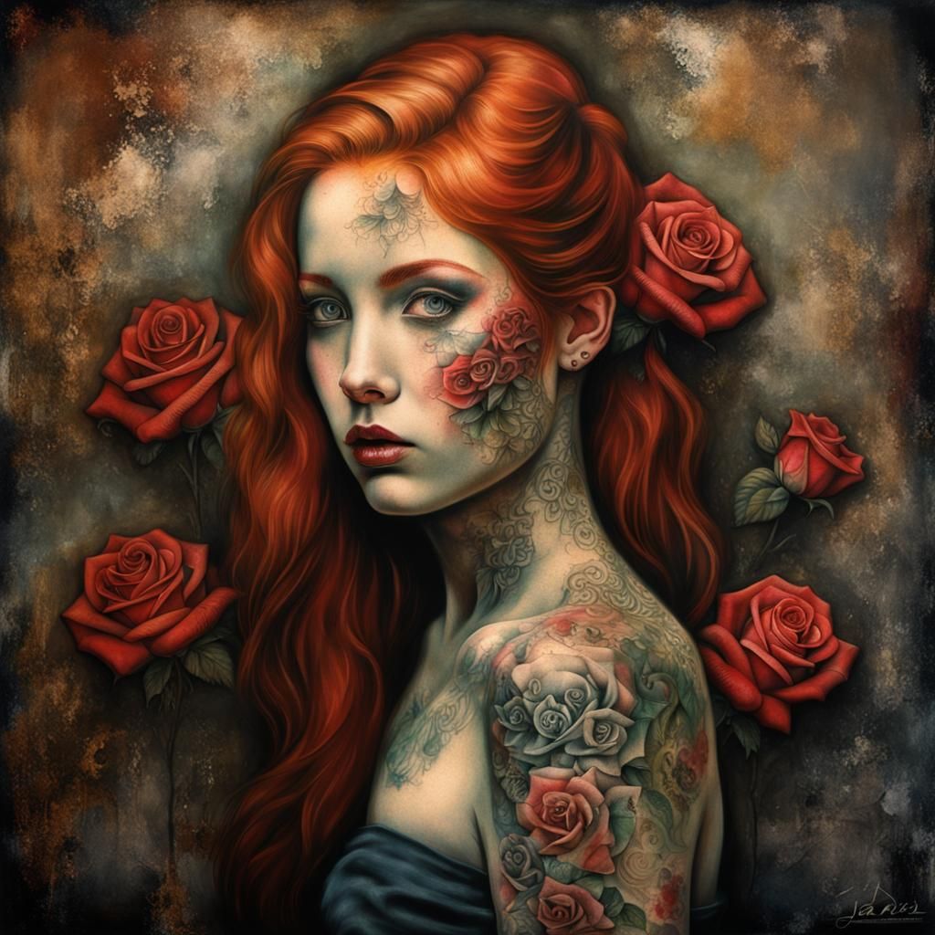 Girl with a rose tattoo