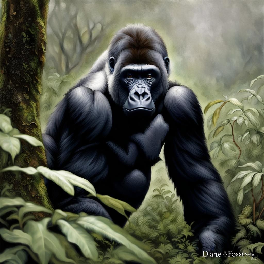 Gorilla mist photorealistic Diane Fossey - AI Generated Artwork ...