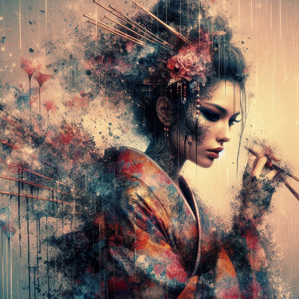 double exposure beautiful fantasy DALL-E 3 portrait landscap...