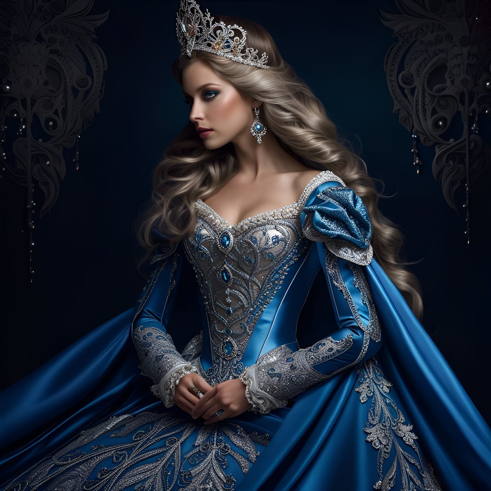 Medivial Princess Gown, stunning fantasy maiden, beautiful long hair ...