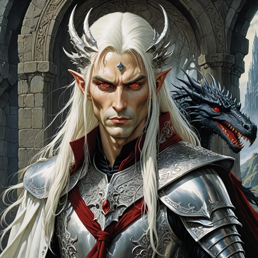 Elric of melniboné, albino features, elven dragon prince, me...