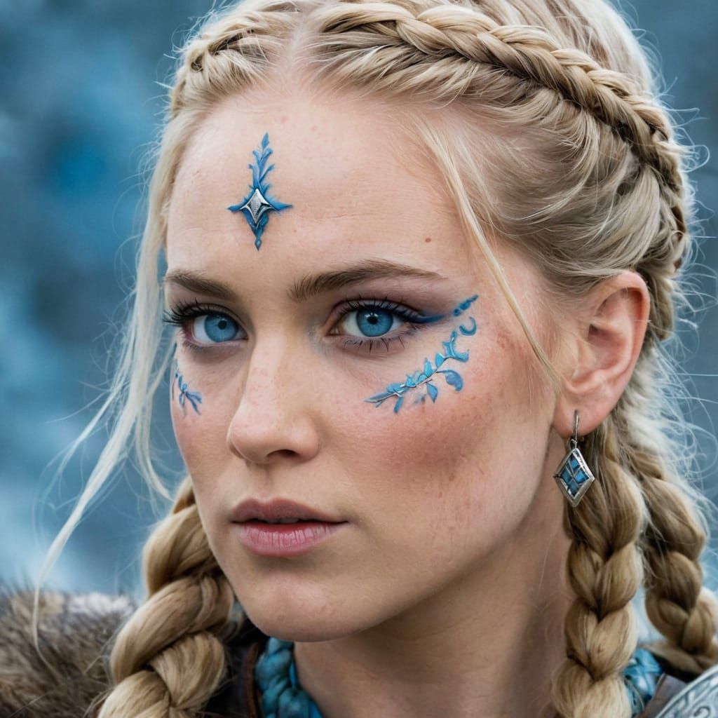 A Nordic shieldmaiden with braided hair