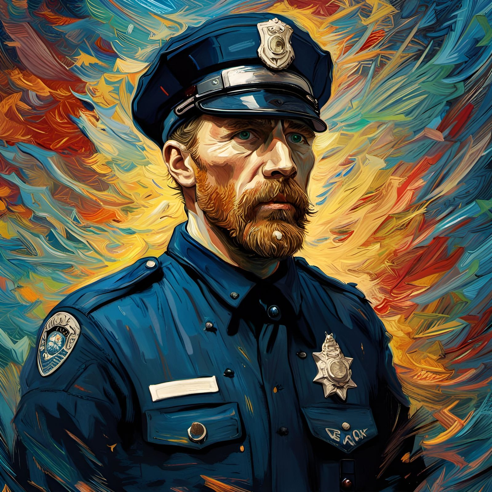 Vincent Van Gogh as a Police Officer  by @Cosmic Empress