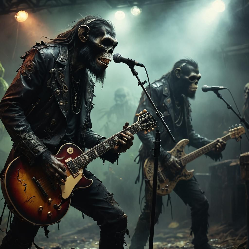 Apes playing in sludge doom band