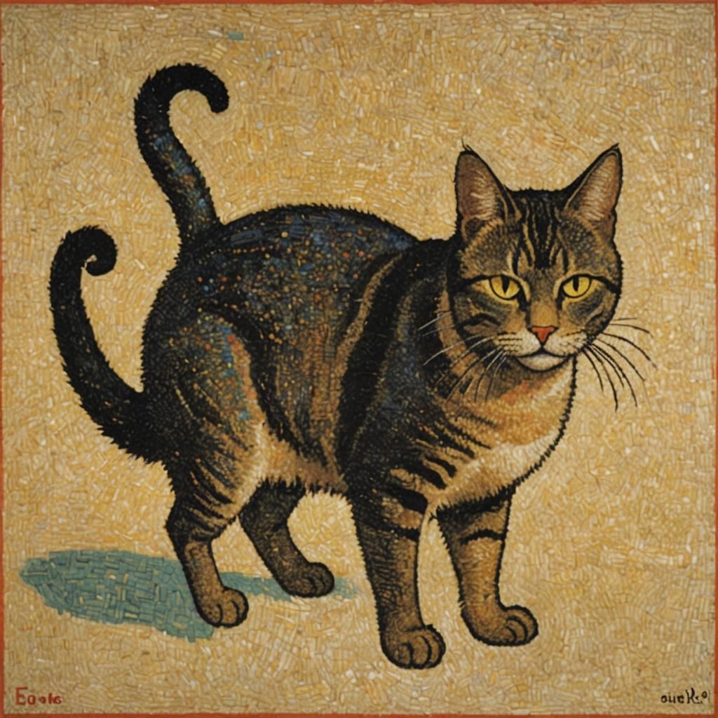 a picture of a cat, by Sun Ra and Georges Seurat