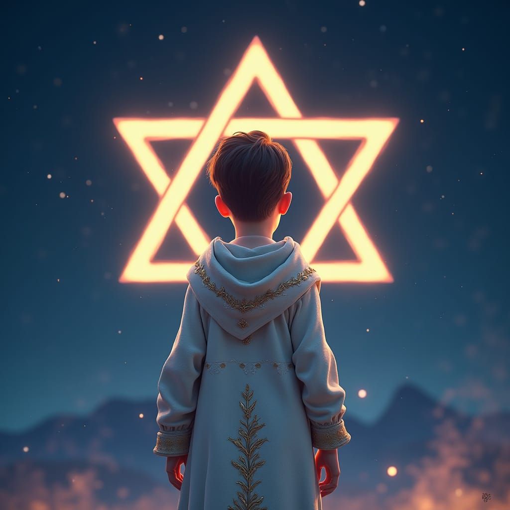 Boy Guardian of Star of David: Fantasy Art