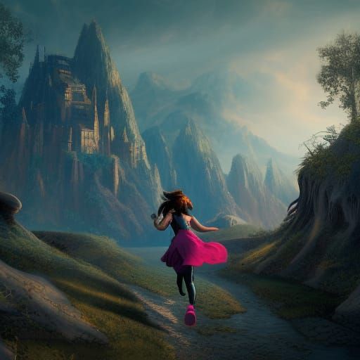 girl running home AI Generated Artwork NightCafe Creator