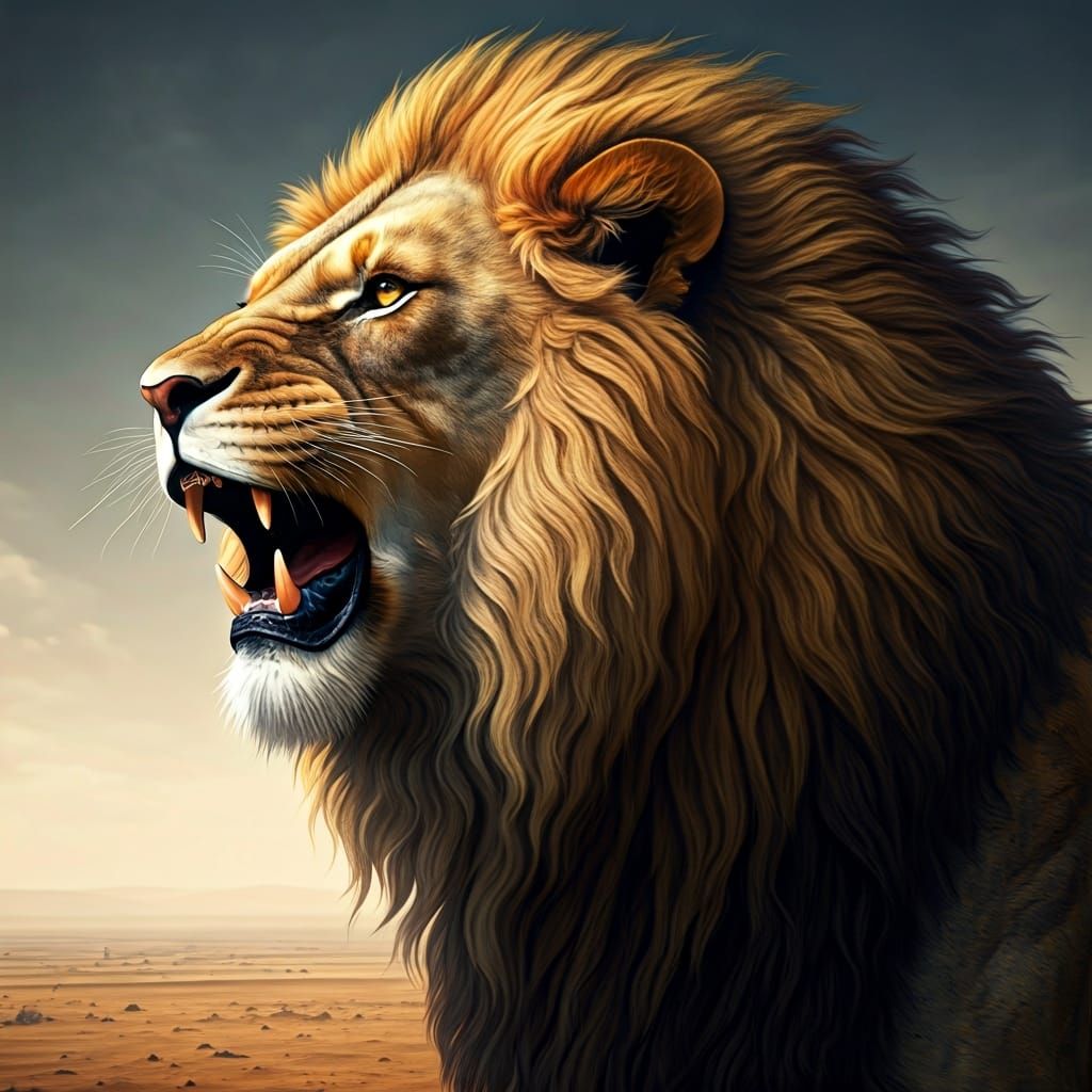 Lion with Israeli Flag in Digital Art Style