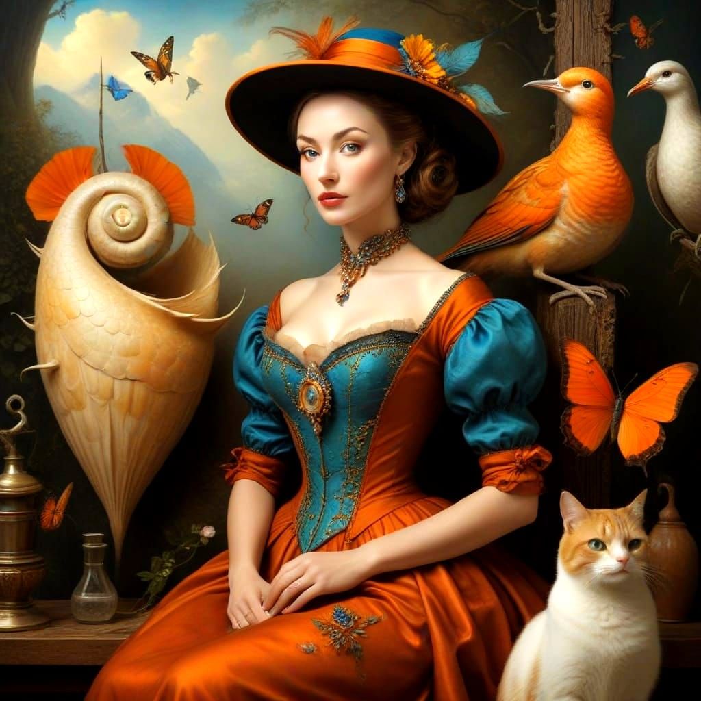 Elegant Lady in a Dreamlike Scene