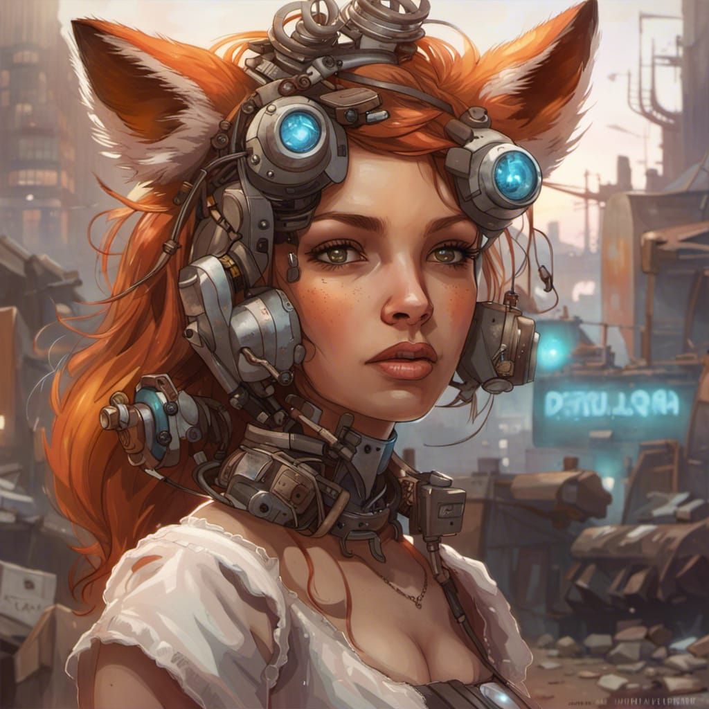 Adorable Fox-girl VIXEN rummaging in the city junkyard for g...