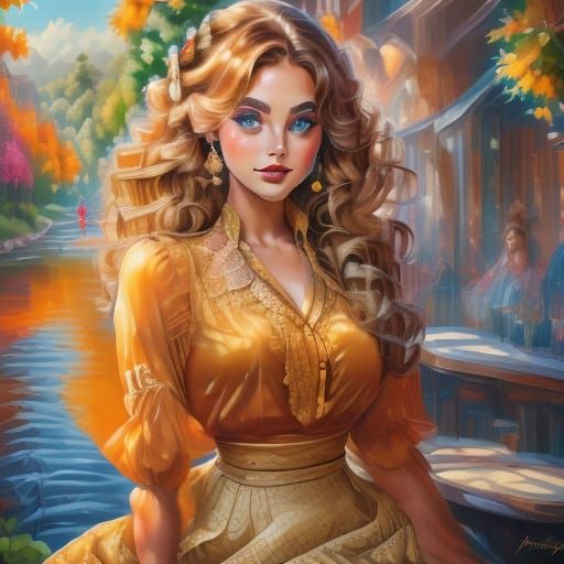 Vibrant Impressionist Portrait of a Woman in the Vineyards