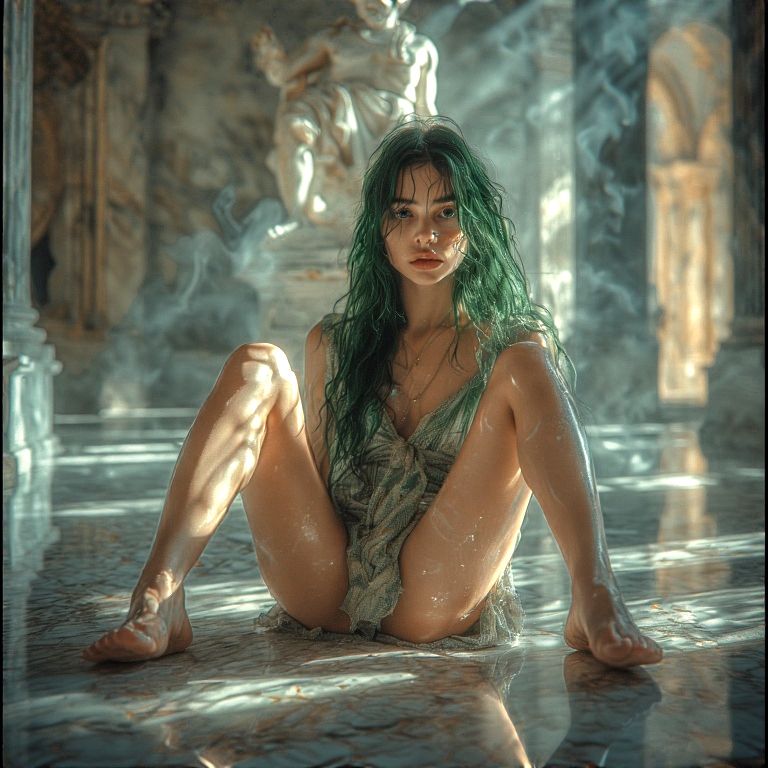 Sitting on the museum floor