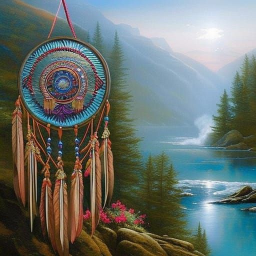 Beautiful intricate Native-American dreamcatcher 