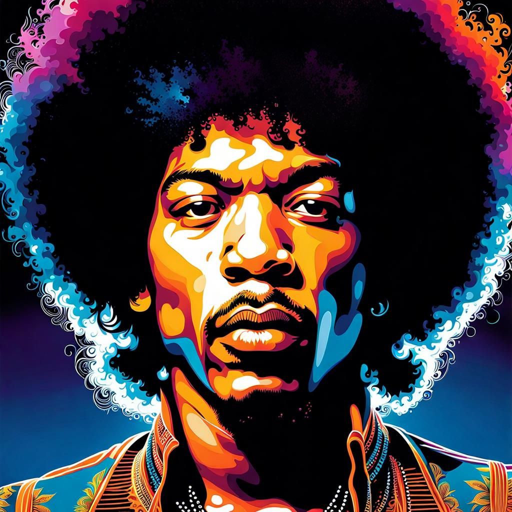 Jimi Hendrix portrait Intricate, insanely detailed vector art double ...